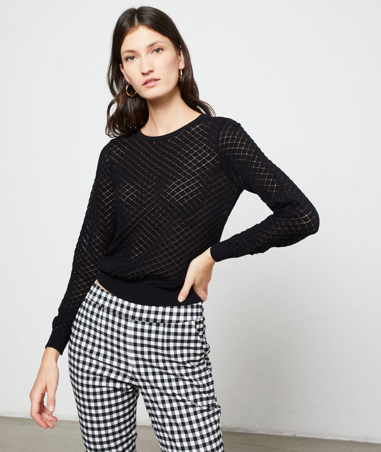 Jersey de punto calado negro.