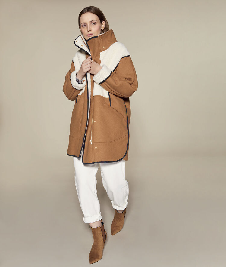 Abrigo efecto piel lanosa c.beige.