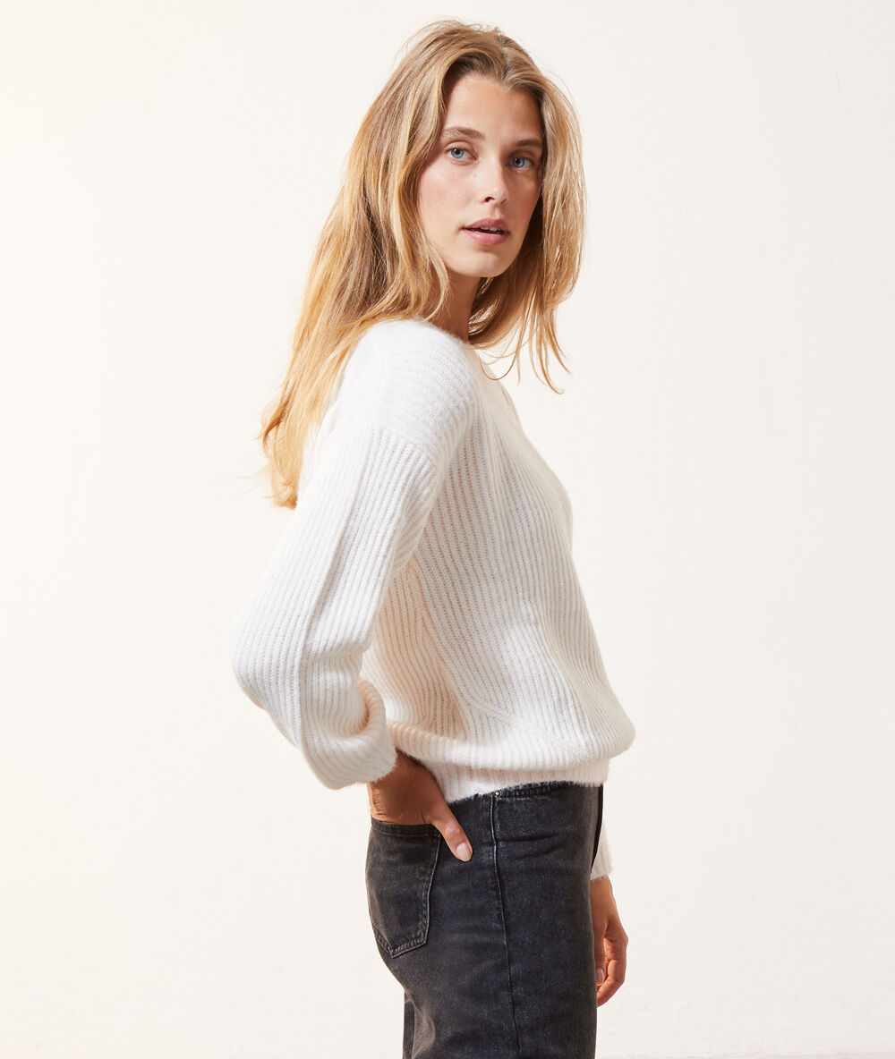 Pull en maille chaude ecru.