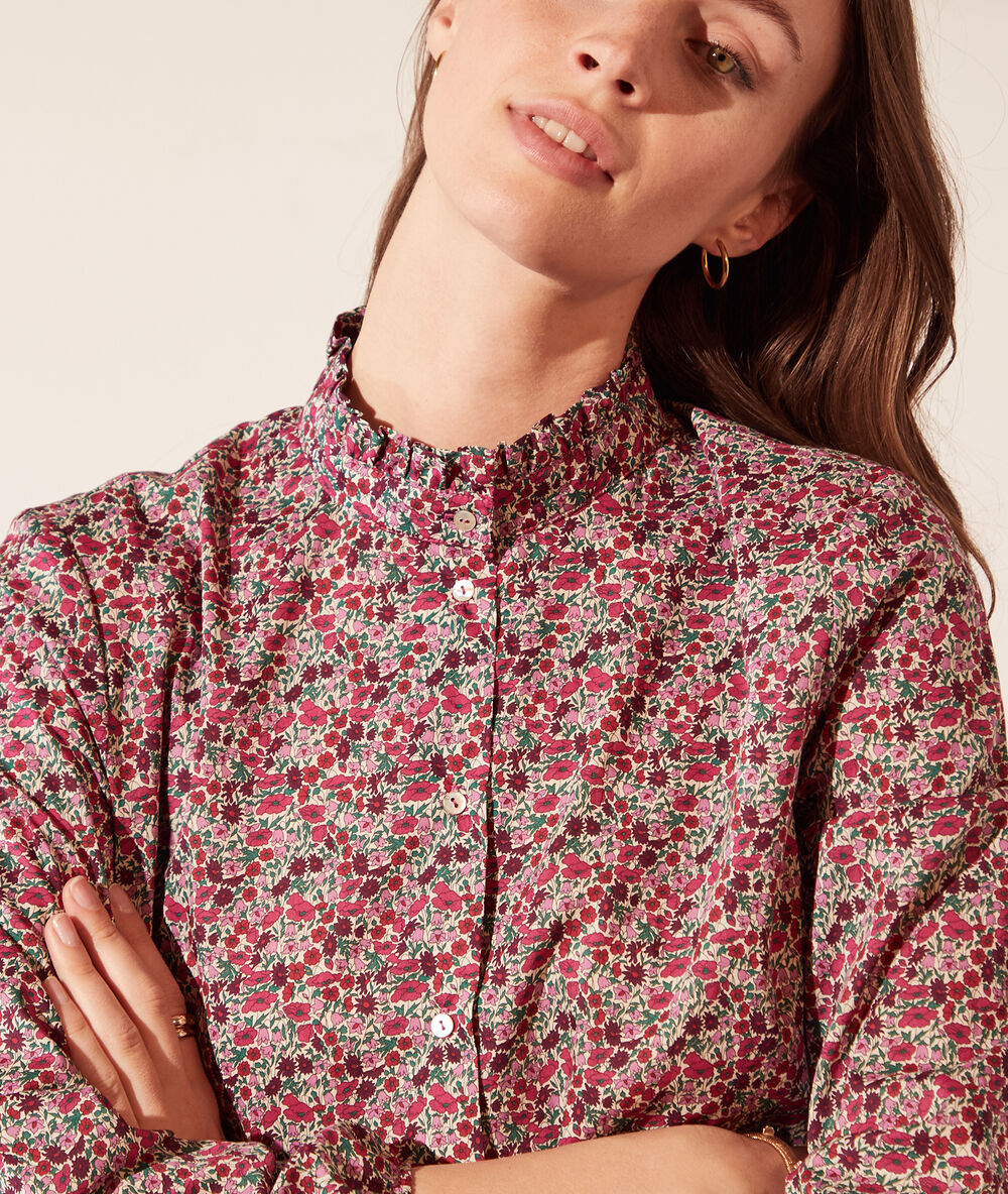 Camisa tejido liberty fucsia.