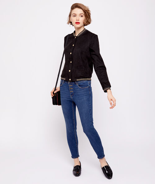 Bomber con botones efecto ante negro.
