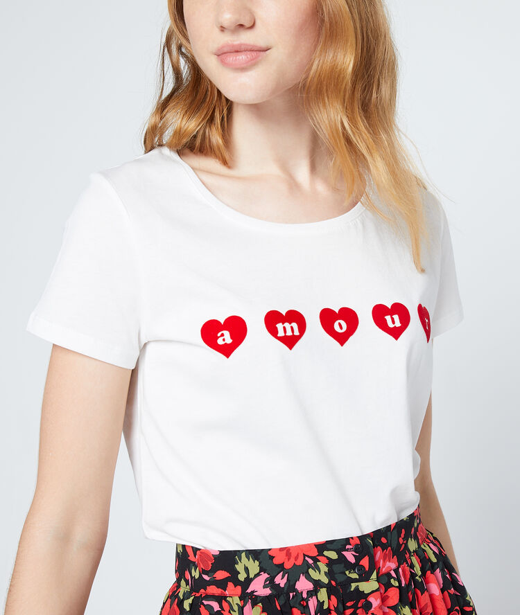 Camiseta ‘amour’ en algodón crudo.