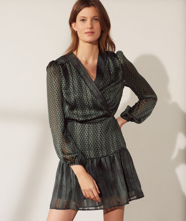 Robe cache-cœur imprimé géométrique Robe cache-cœur imprimé géométrique