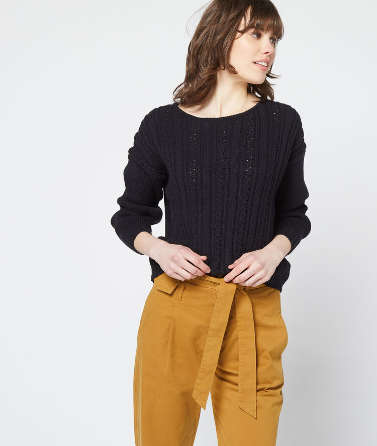 Jersey de punto trenzado negro.