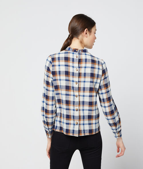 Blusa a cuadros con cuello anudado Blusa a cuadros con cuello anudado