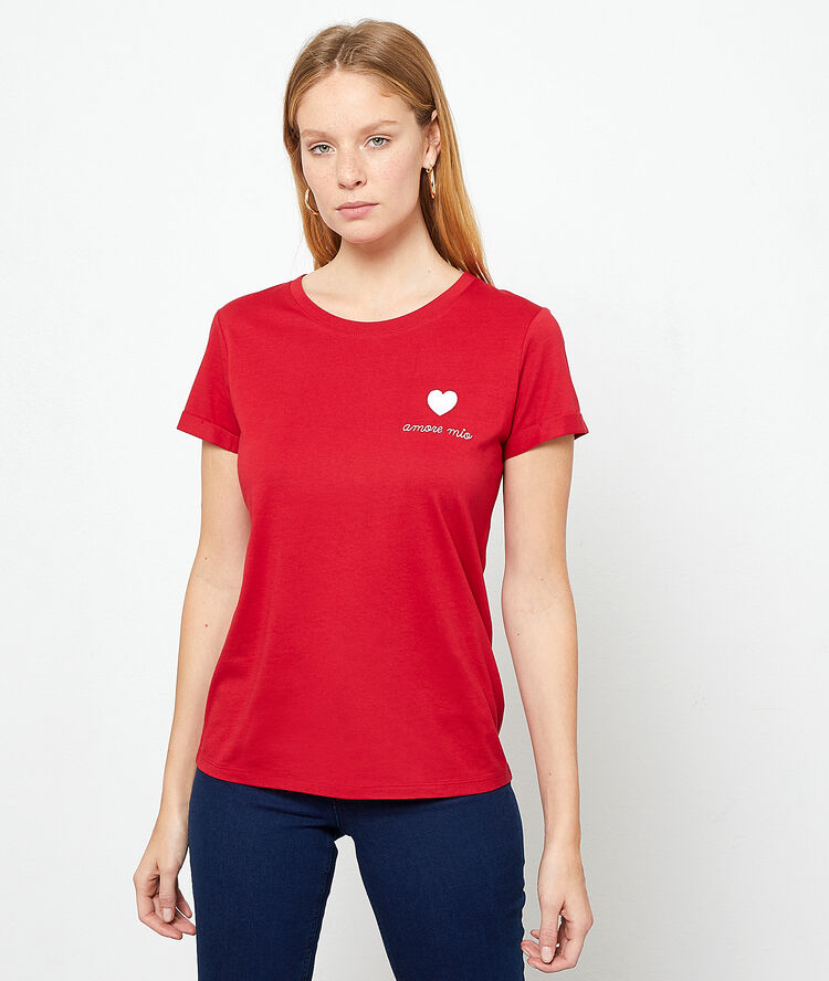 Camiseta ‘amore mio’ bordado carmín.