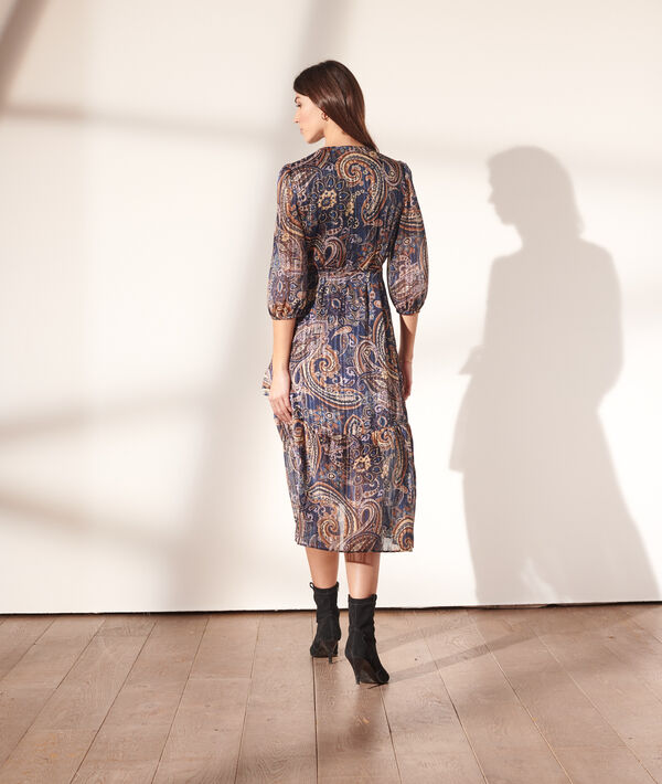 Vestido largo con cinturón y estampado floral Vestido largo con cinturón y estampado floral