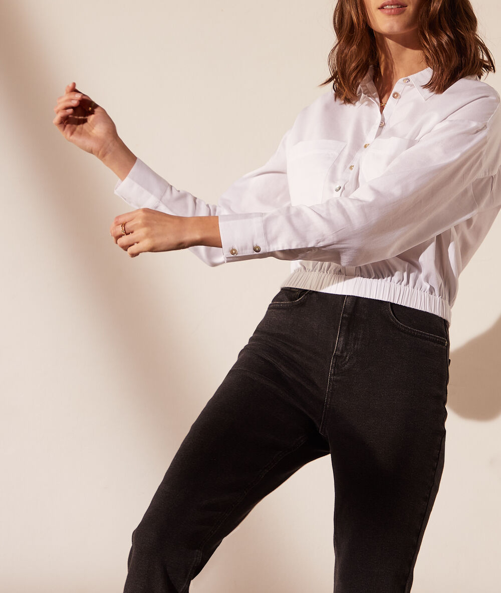 Camisa corta, tira elástica blanco.