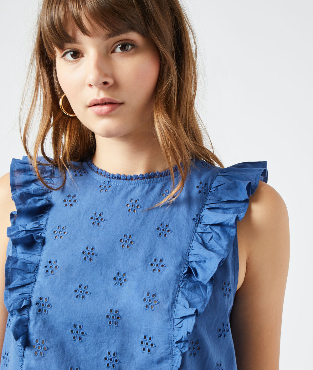 Blusa guipur azul.