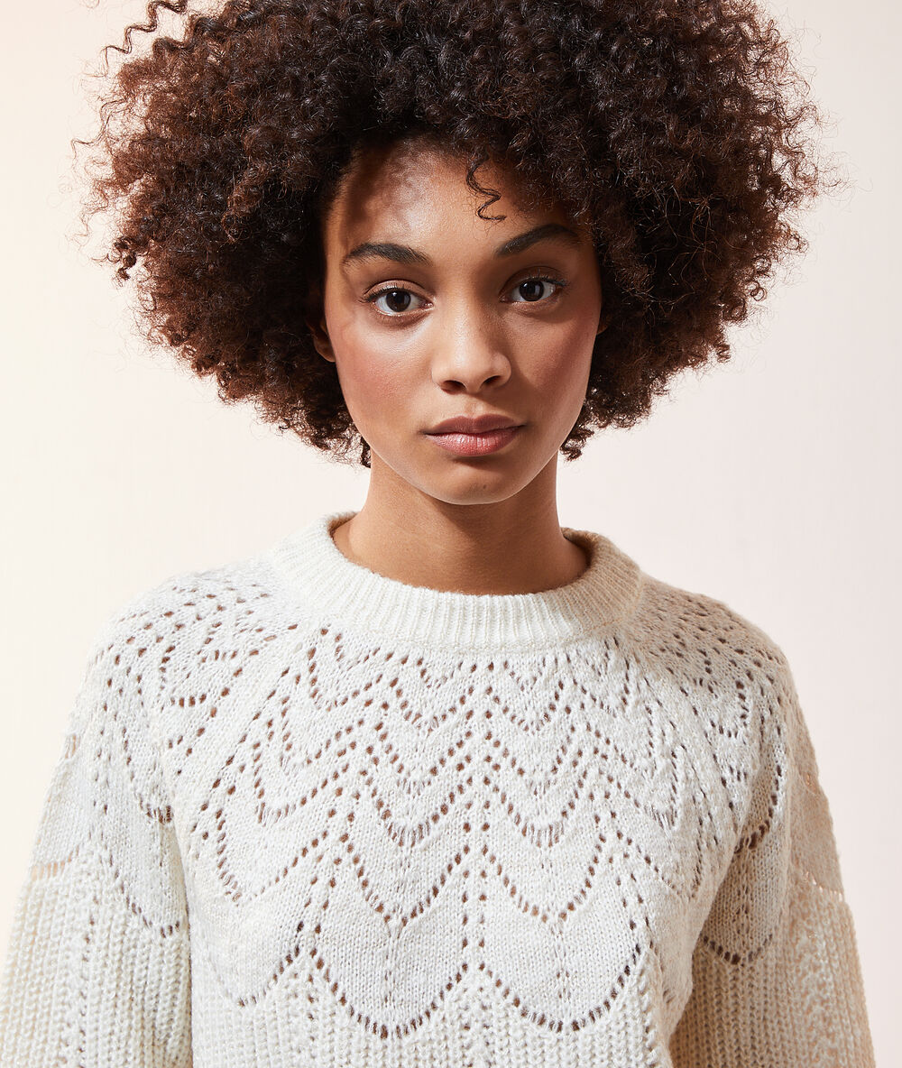 Jersey de punto calado c.beige rosa.