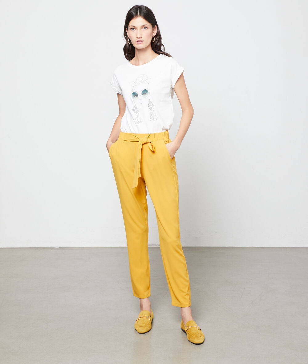 Pantalón de talle alto anudado c.curry.