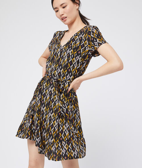 Vestido acampanado estampado gráfico Vestido acampanado estampado gráfico