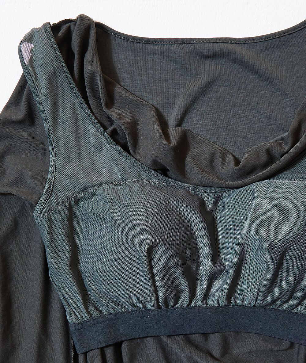 Body col bénitier 2 en 1 - brassière intégrée vert foret.