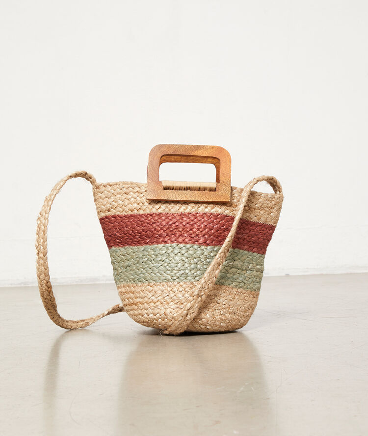Bolso tejido trenzado c.beige rosa.