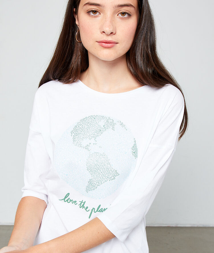 Camiseta ‘love the planet’ de algodón bio blanco.