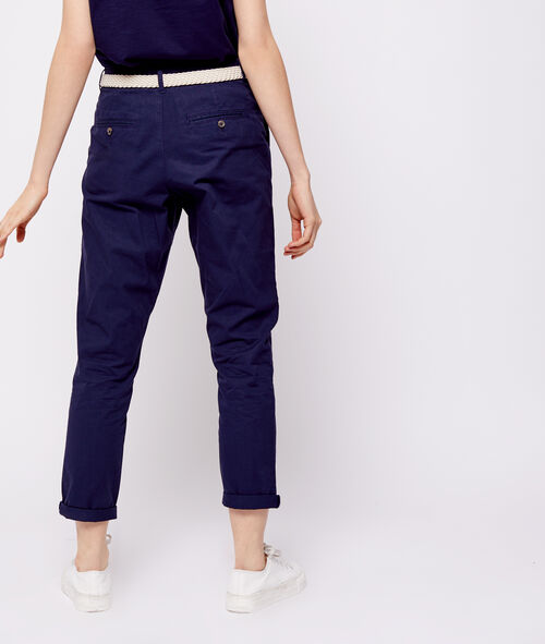 Pantalón con cinturón de algodón bio Pantalón con cinturón de algodón bio