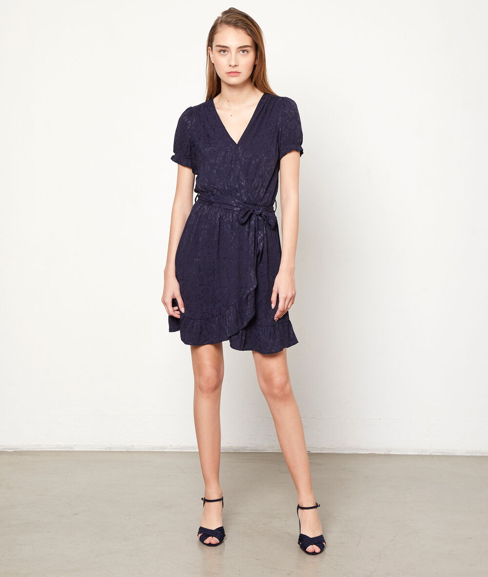 Vestido corto estampado leopardo azul marino.
