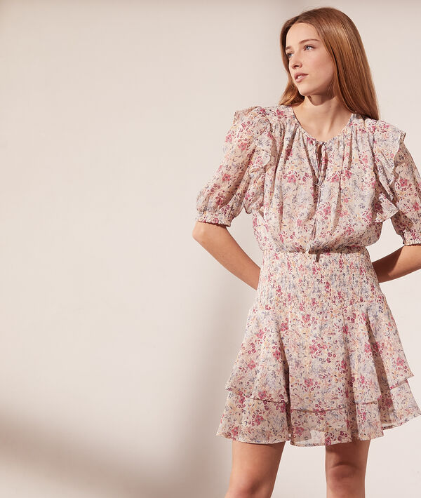 Vestido estampado floral, motivos de encaje Vestido estampado floral, motivos de encaje