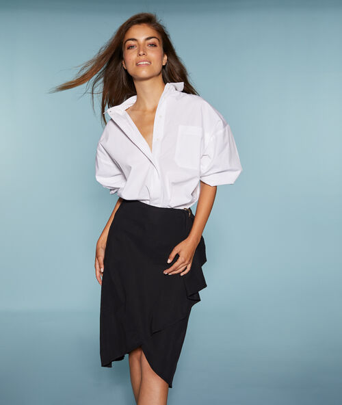 Falda midi cruzada negro.