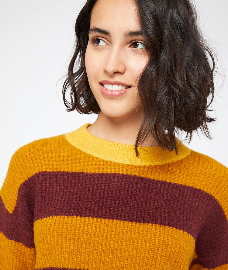 Jersey a rayas de punto grueso c.ocre.