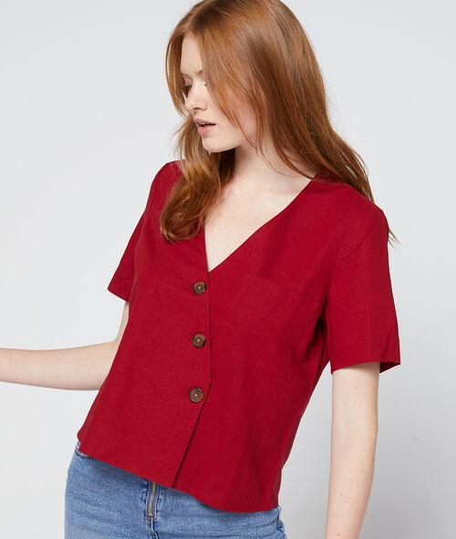Blouse corta abotonada asimétrica Blouse corta abotonada asimétrica