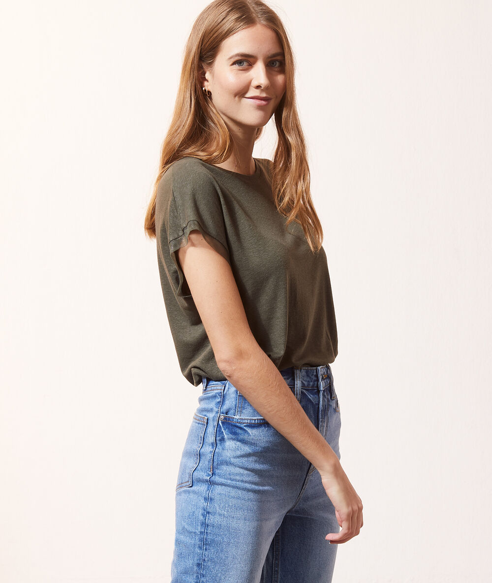 Camiseta lisa caqui.