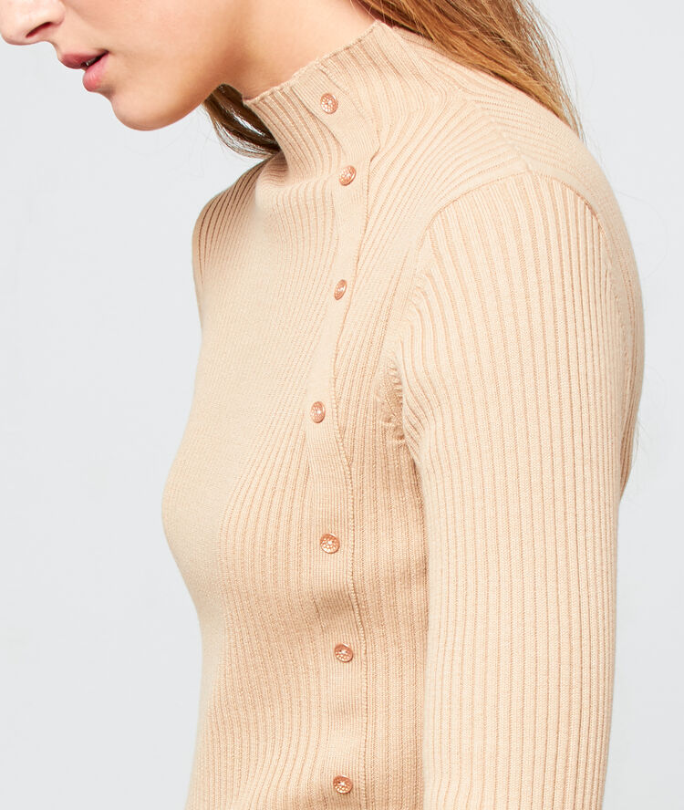 Suéter acanalado cuello alto c.camel.