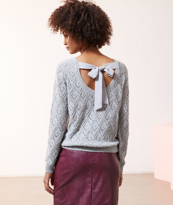 Pull maille pointelle noué au dos Pull maille pointelle noué au dos