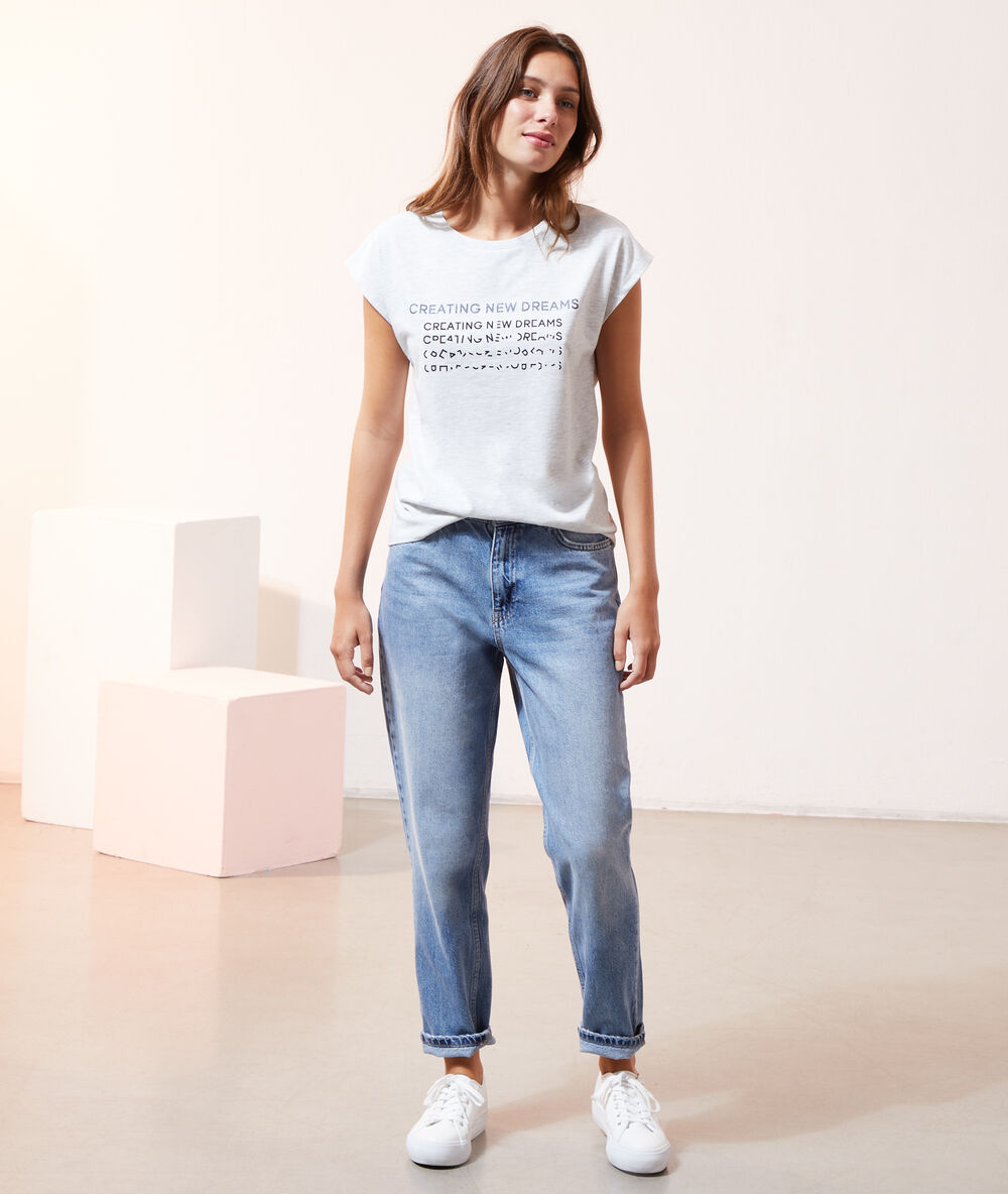 Camiseta 'creating new dreams' c.gris jaspeado.