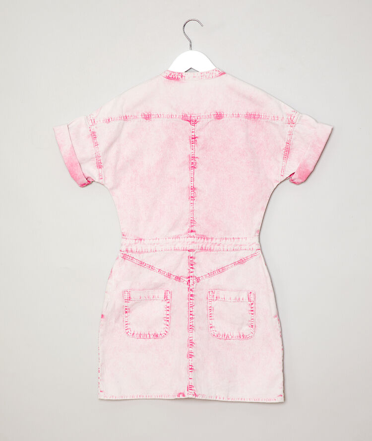 Vestido efecto desteñido de algodón rosa.