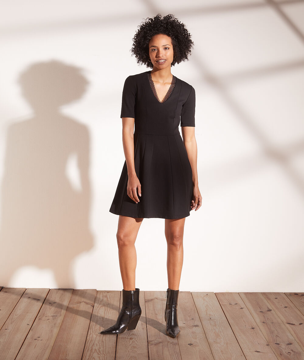 Vestido escote en v 2 en 1 negro.