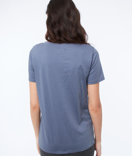 Camiseta escote en v de algodón c.gris.