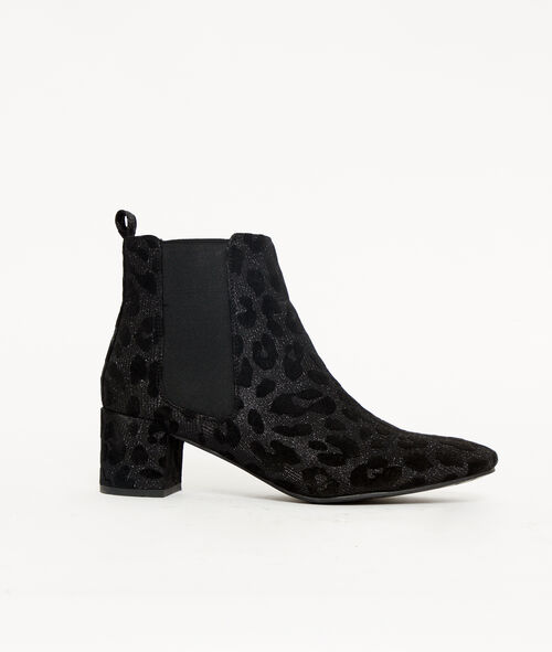 Botines de talón con estampado de leopardo Botines de talón con estampado de leopardo