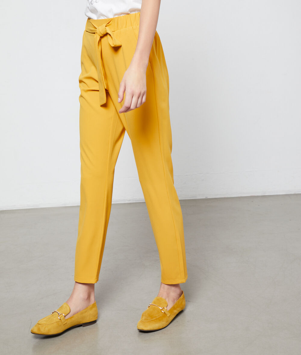 Pantalón de talle alto anudado c.curry.
