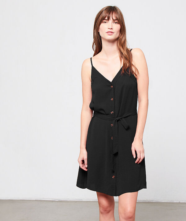 Vestido vaporoso abotonado y con cinturón Vestido vaporoso abotonado y con cinturón