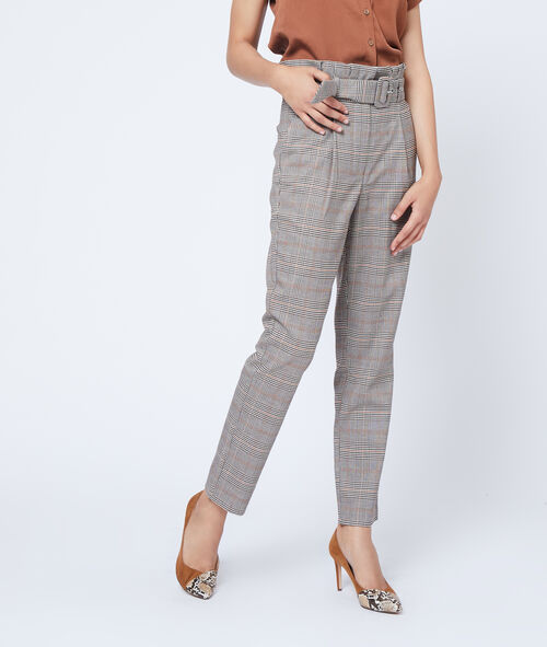 Pantalón talle alto estampado Príncipe de Gales Pantalón talle alto estampado Príncipe de Gales