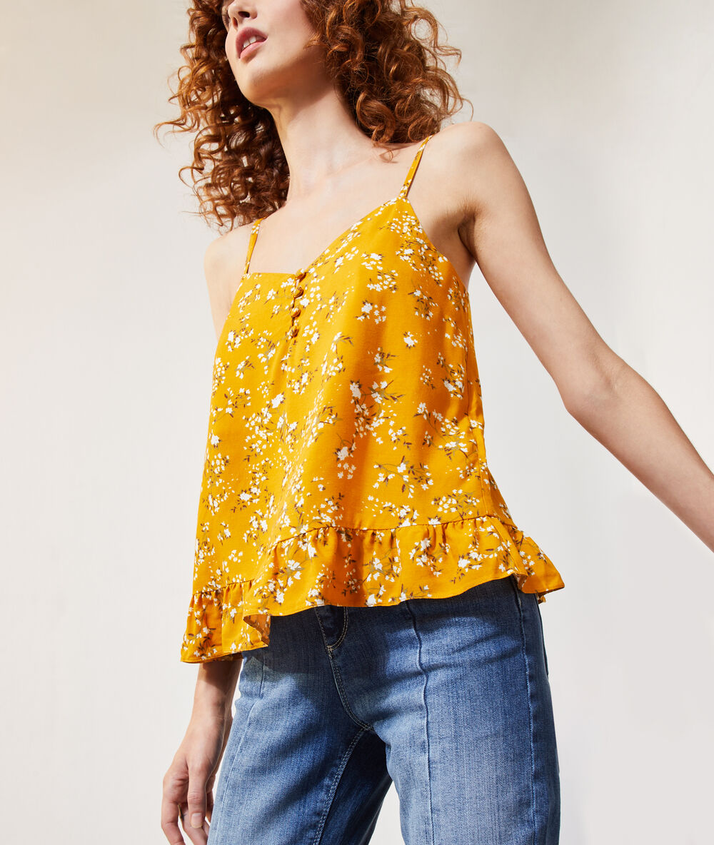 Top de tirantes estampado floral azafrán.