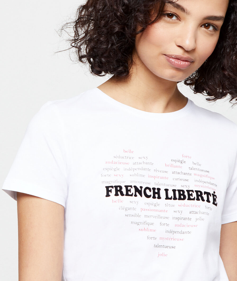 Camiseta ‘french liberté’ de algodón orgánico blanco.