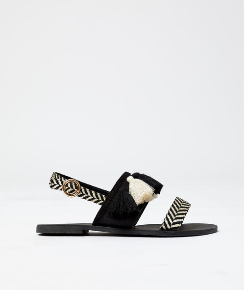 Sandalias estampado cebra pompones Sandalias estampado cebra pompones
