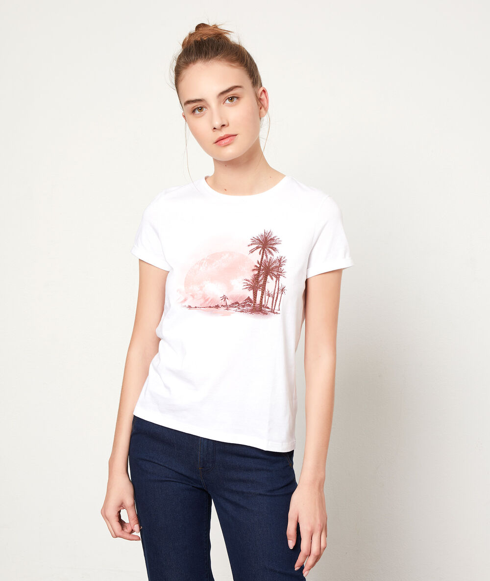 Camiseta palmeras blanco.