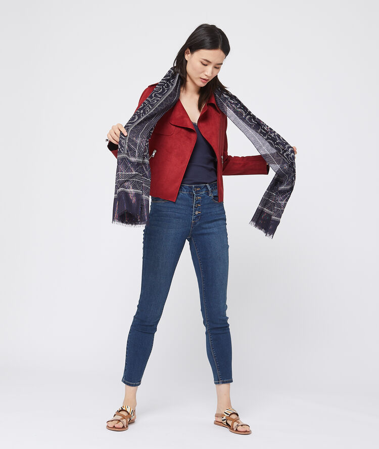 Chaqueta biker efecto ante granate.