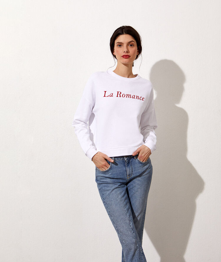 Jersey bordado ‘la romance’ crudo.