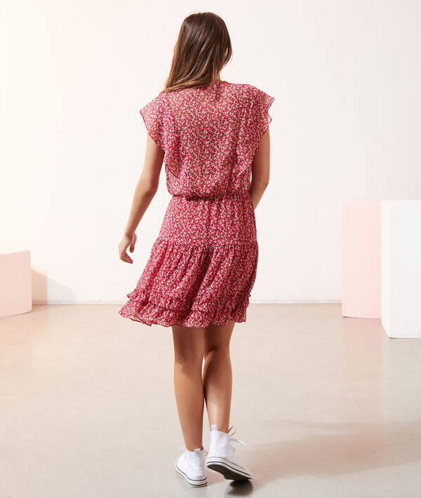 Vestido corto estampado floral con volantes Vestido corto estampado floral con volantes