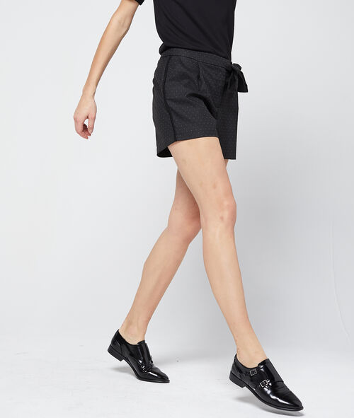 Pantalón corto con lazada estampado de lunares Pantalón corto con lazada estampado de lunares