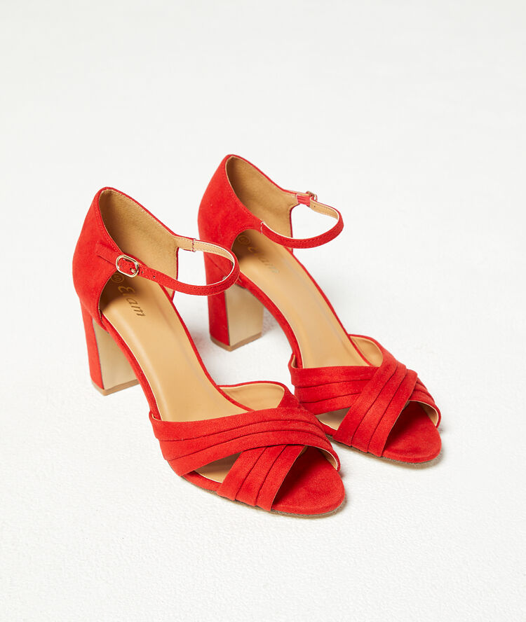 Sandalias de talón efecto ante geranio.