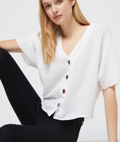 Blusa cuello en V abotonada Blusa cuello en V abotonada