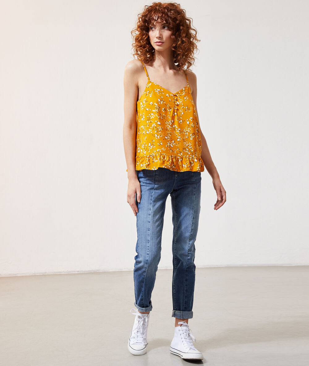 Top de tirantes estampado floral azafrán.