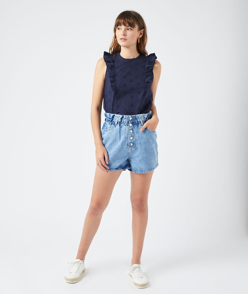 Blusa guipur azul marino.
