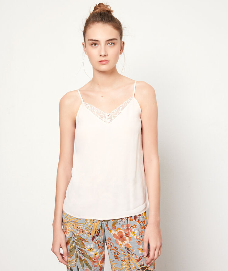 Top escotado con motivos de encaje c.nude.