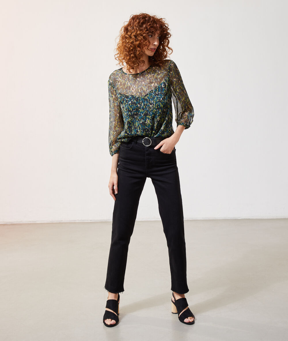 Blusa estampada multicolor verde.